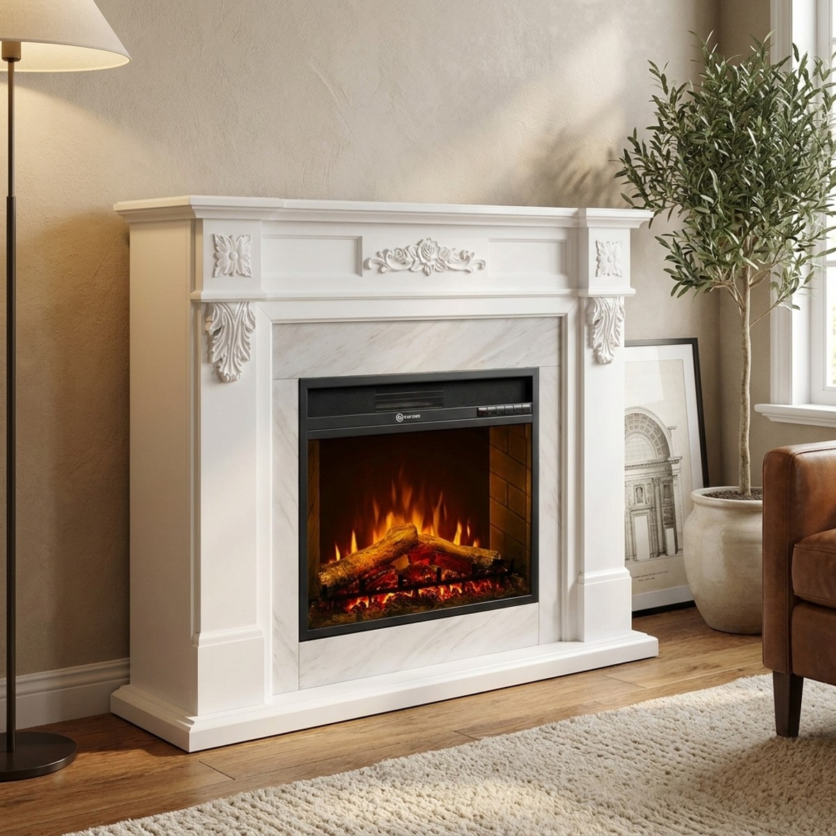 Freestanding electric fireplace with remote control Truman — 2
