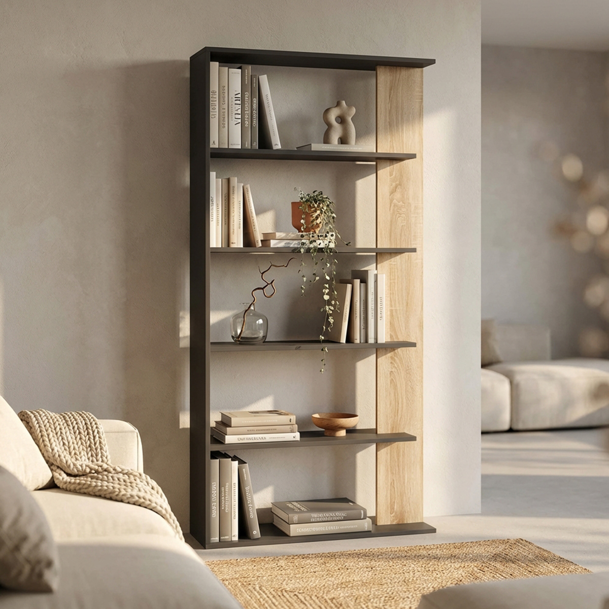Alisha Modern 5-Tier Melamine Bookcase and Shelving Unit — 3