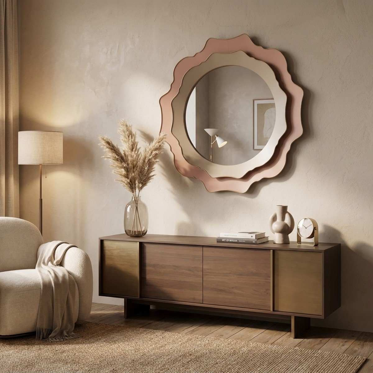 Round Shaped Wall Mirror 95cm Elizabeth Pink Radiance — 2