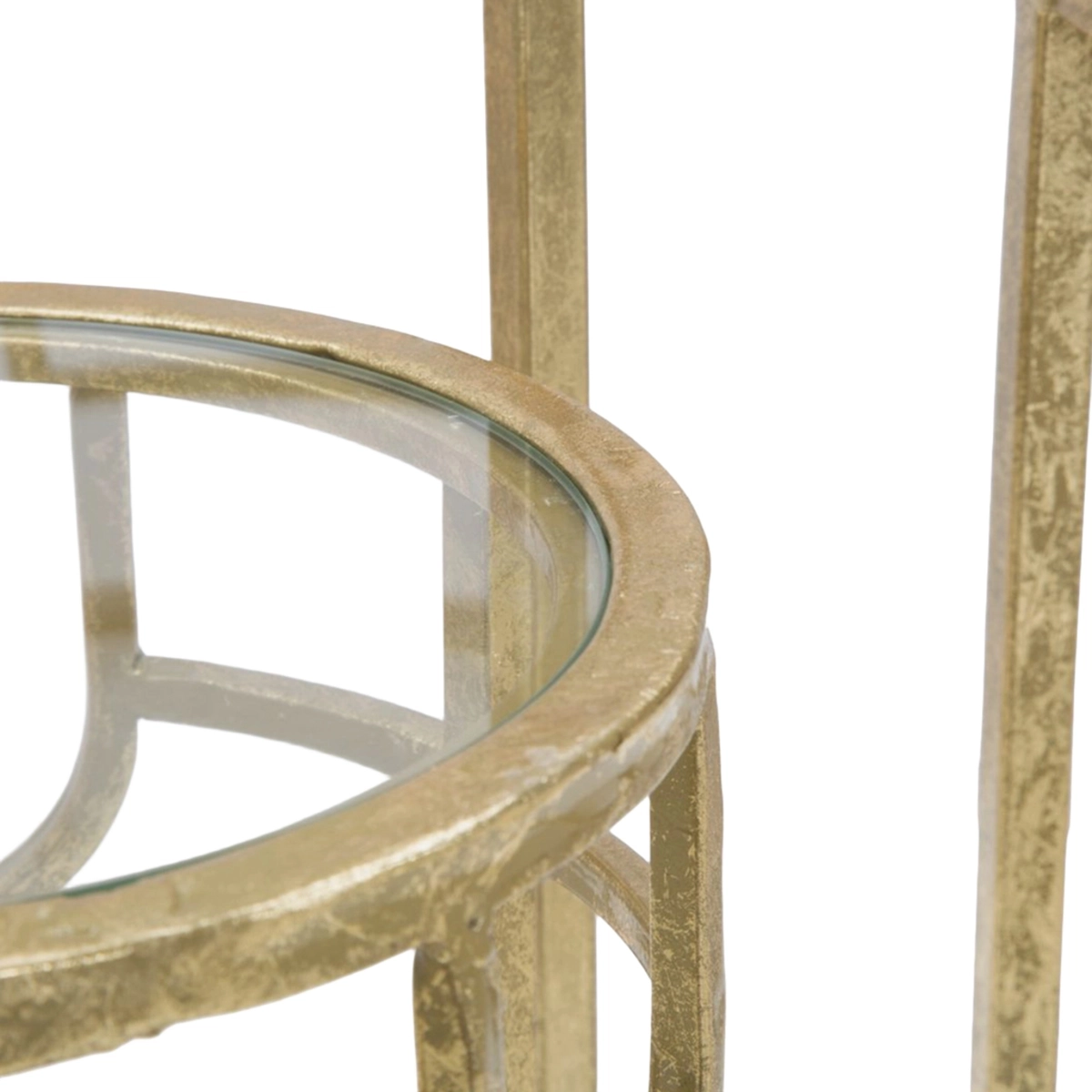 Set of 3 round side tables in metal and Vetro Gold — 5