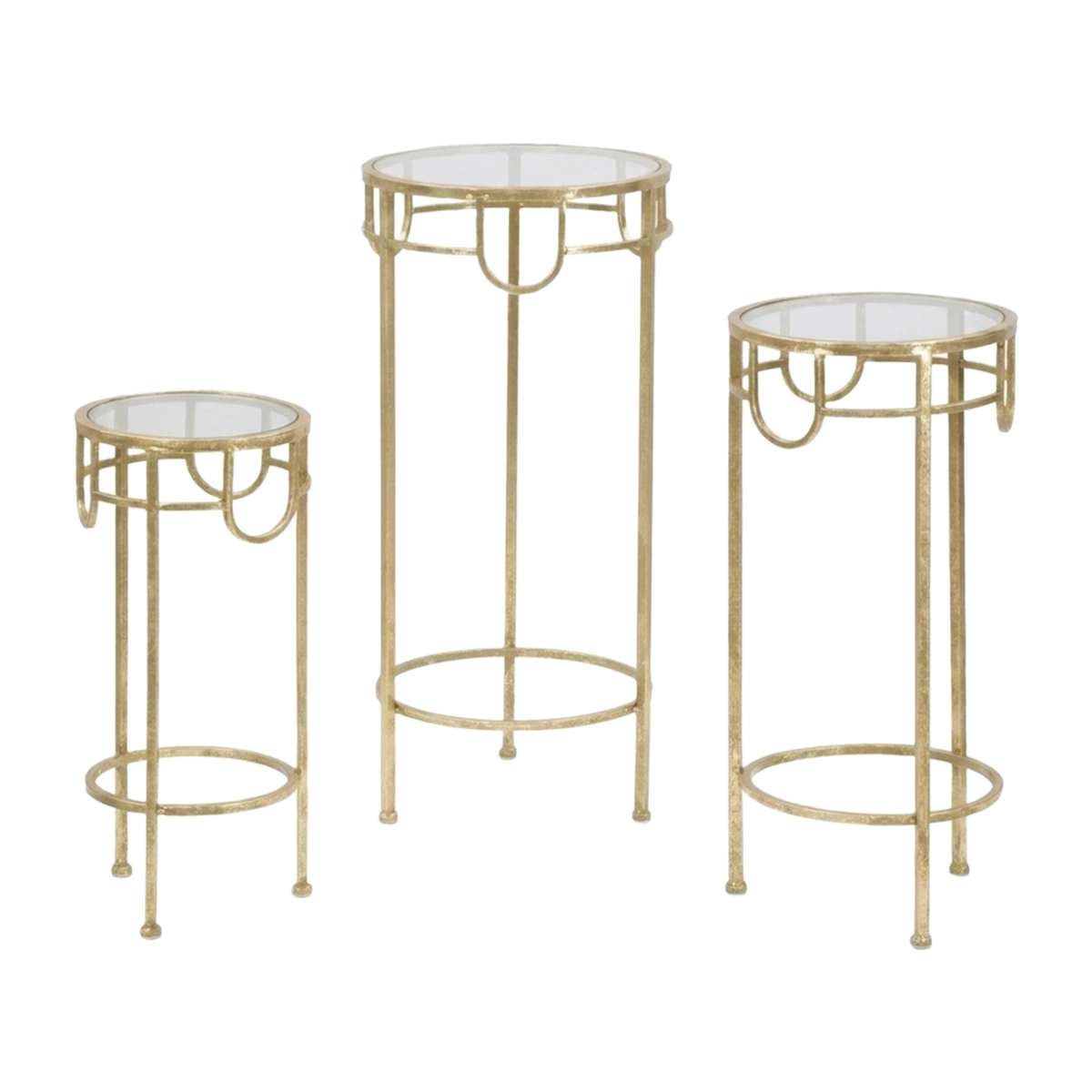 Set of 3 round side tables in metal and Vetro Gold — 4