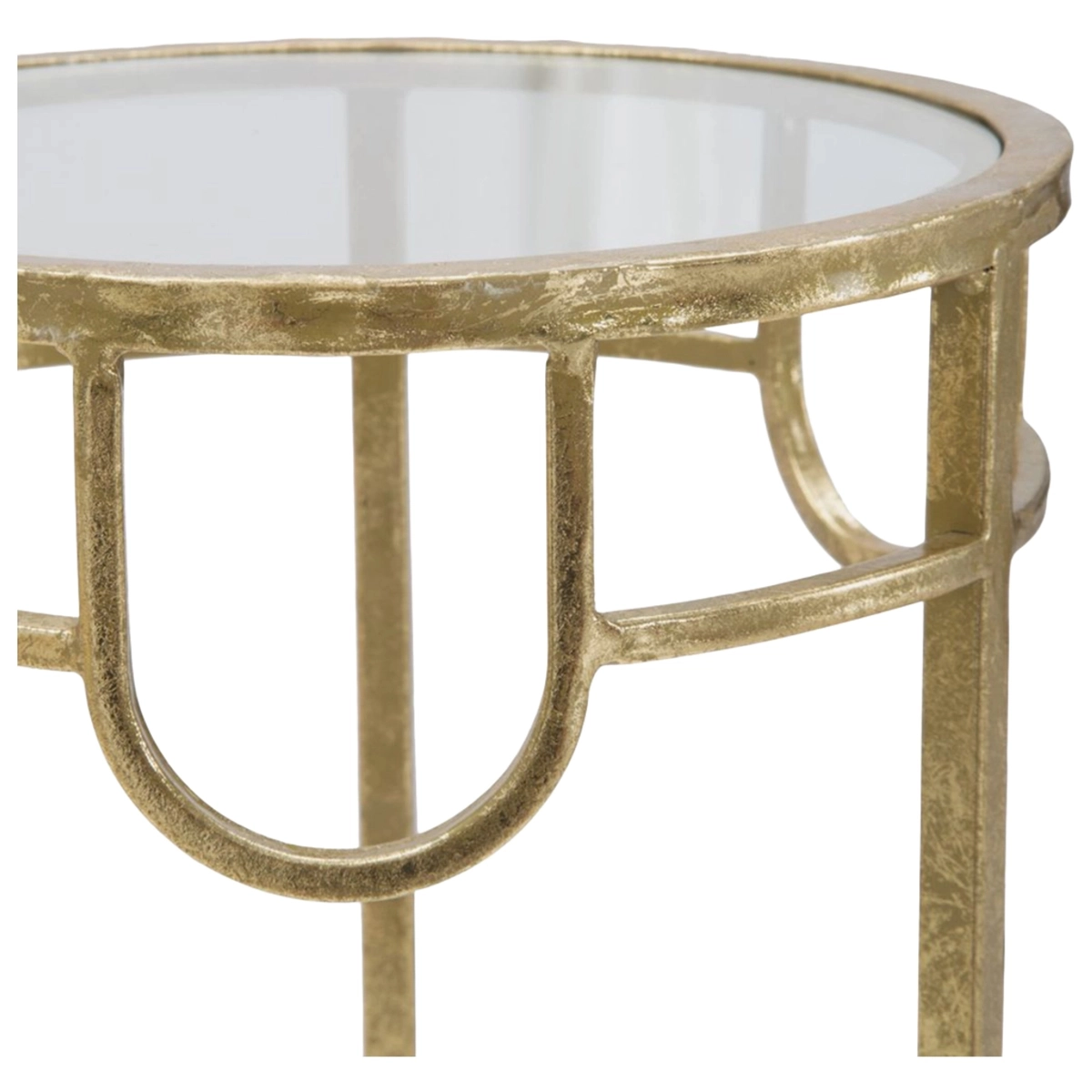 Set of 3 round side tables in metal and Vetro Gold — 7