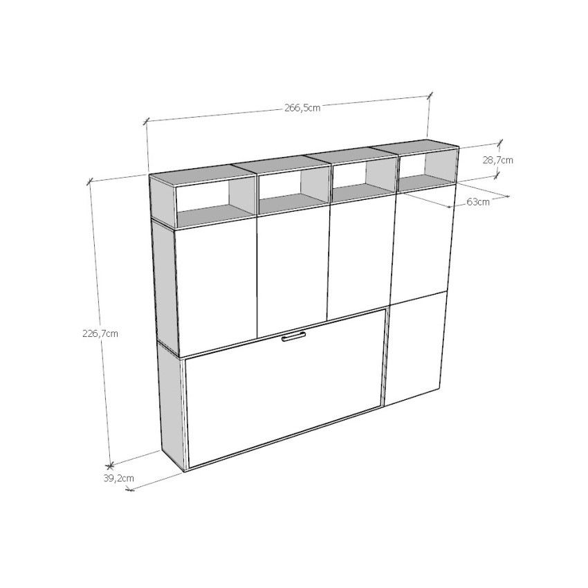 Kando B horizontal foldaway single bed with wardrobe Itamoby — 11