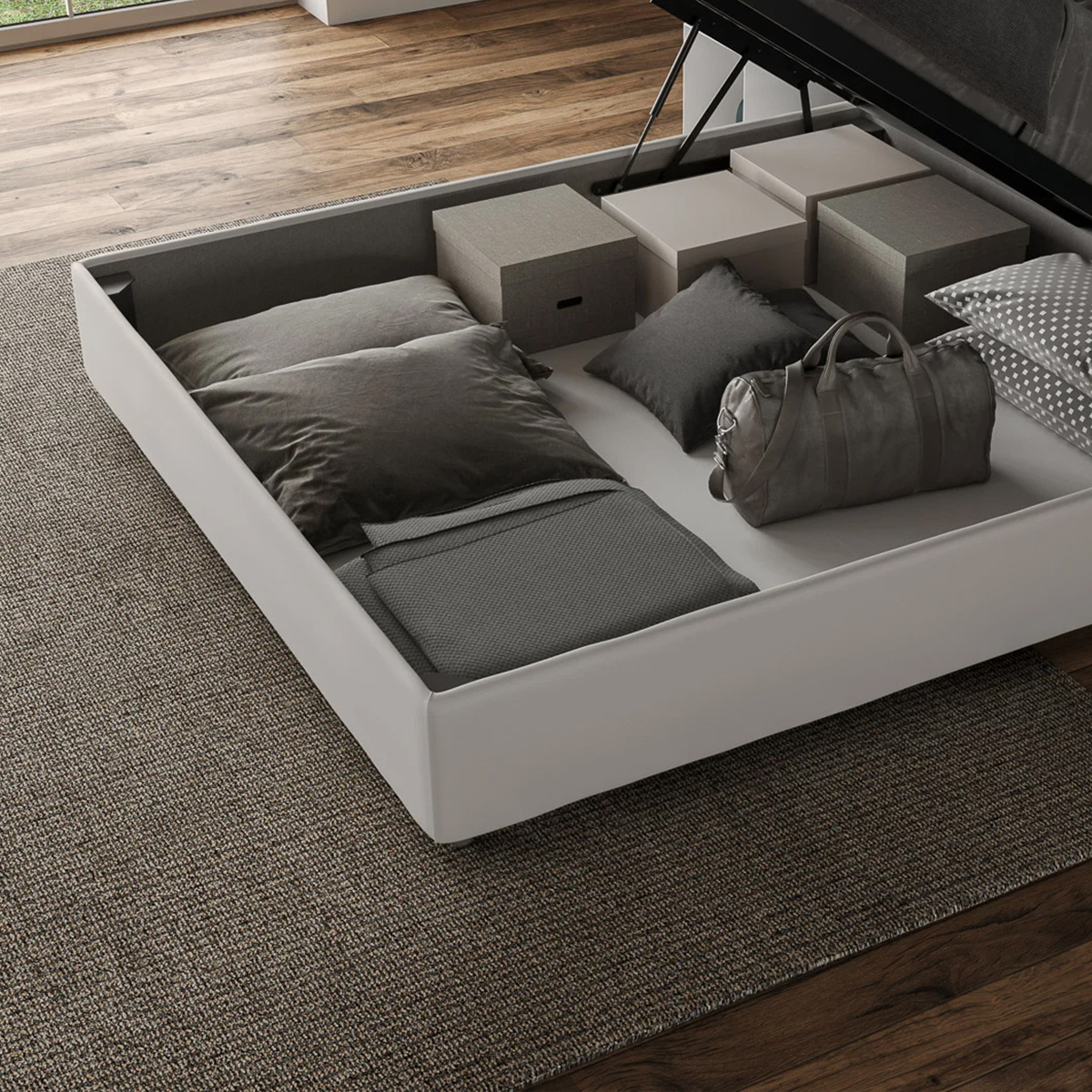 Sunny Modern Double Bed with Storage 170x210 Faux Leather — 5