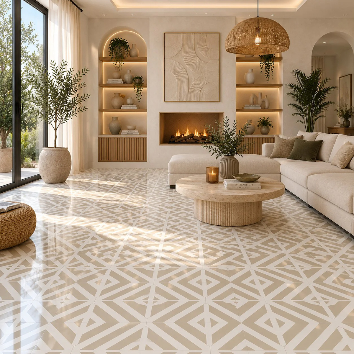 Divina Home Self-Adhesive LTV PVC Tiles Majolica Effect 22 pcs Creta — 3