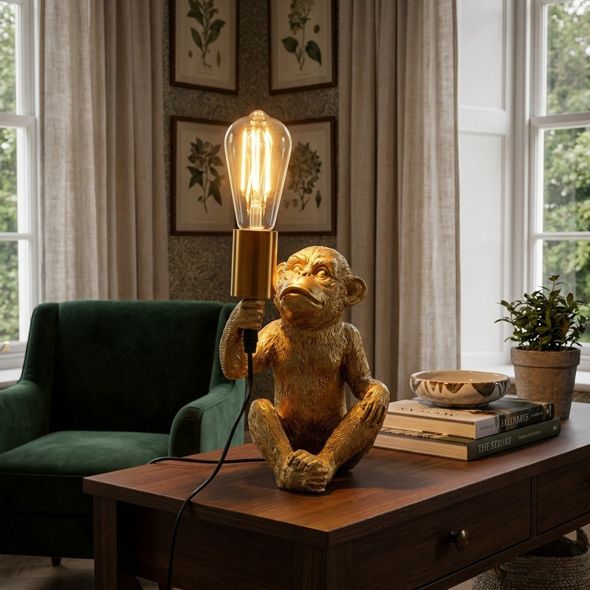 Monkey Decorative Table Lamp in Polyresin — 2