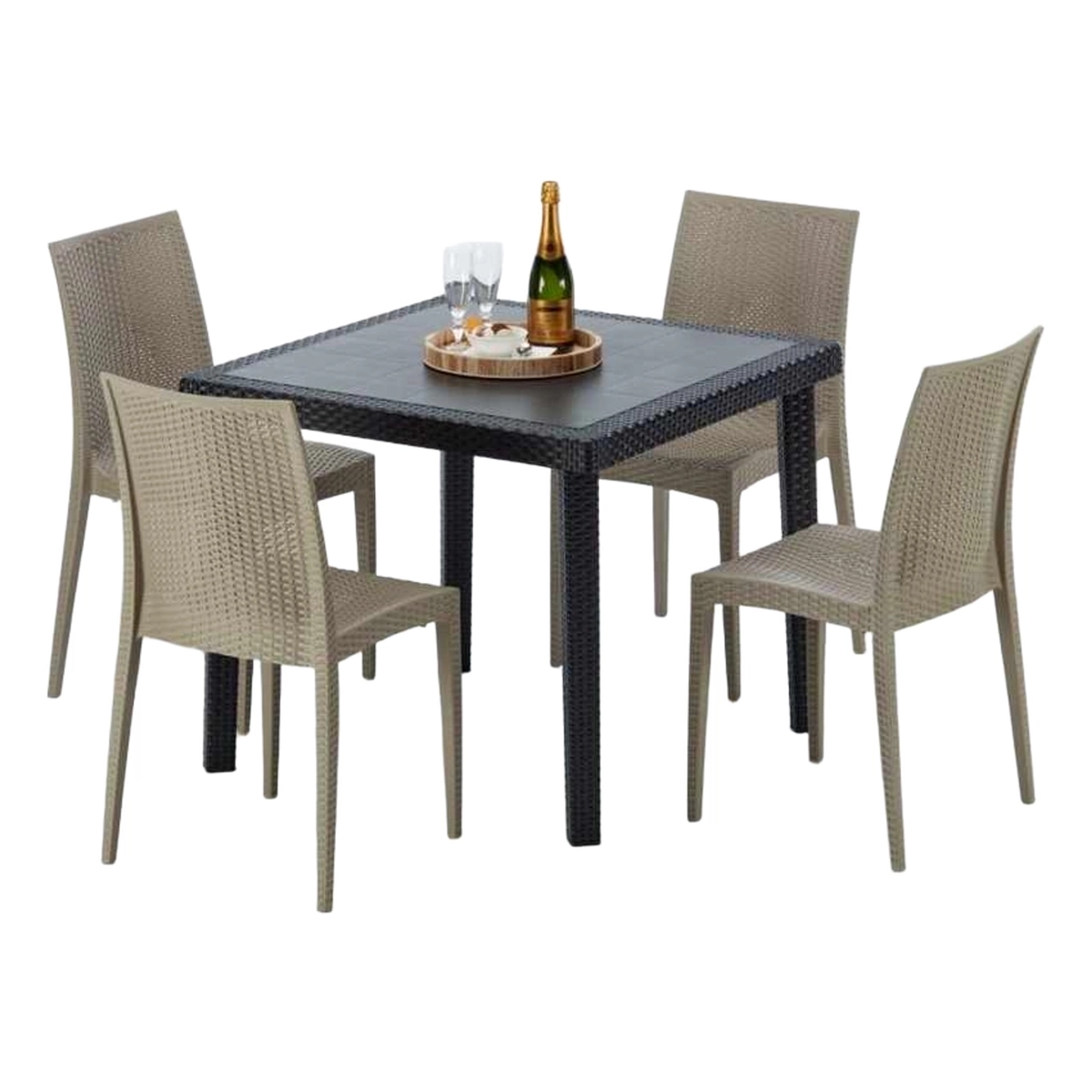 Bistrot Passion Square Table Set 90x90 cm with 4 Grand Soleil Chairs — 1