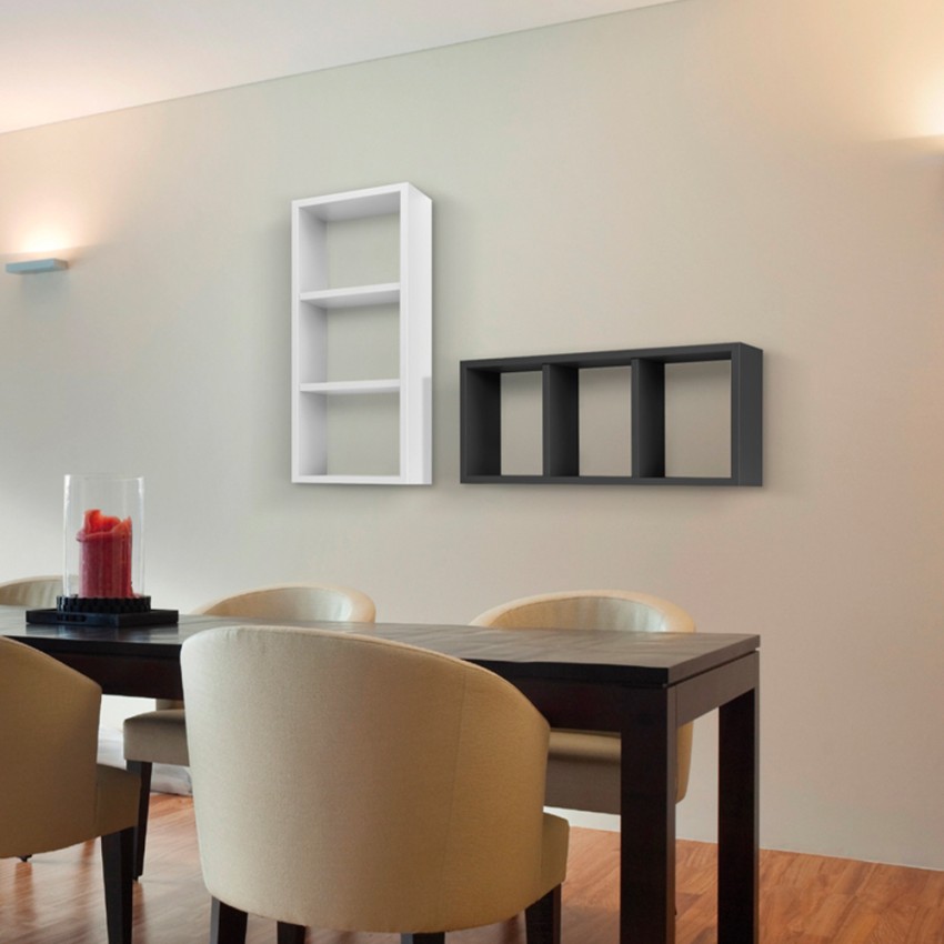 Modern Rectangular Wall Shelf with 3 Compartments Tristano TRIS Modularredo — 2