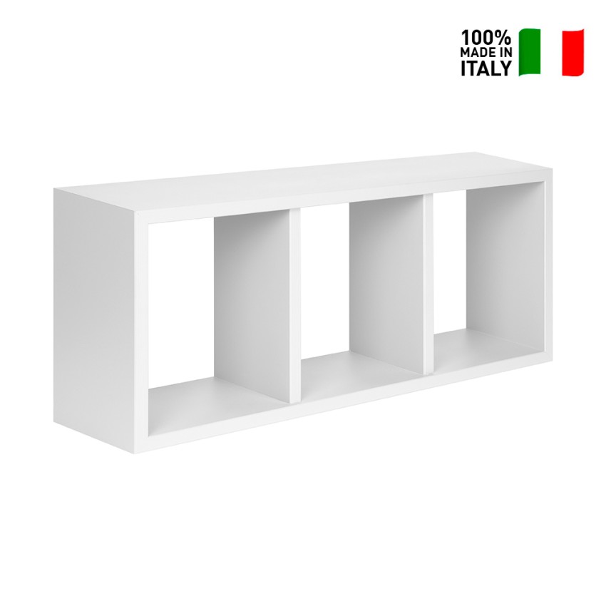 Modern Rectangular Wall Shelf with 3 Compartments Tristano TRIS Modularredo — 3