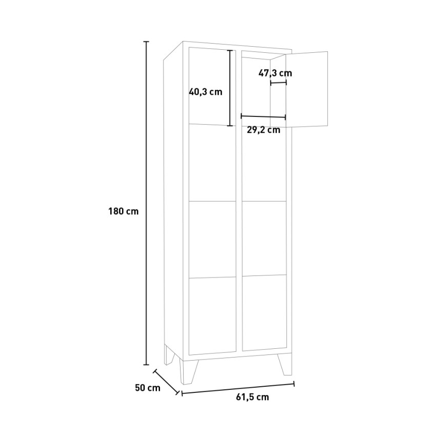 8-Compartment Metal Locker Cabinet for Office & Gym Hoch — 4