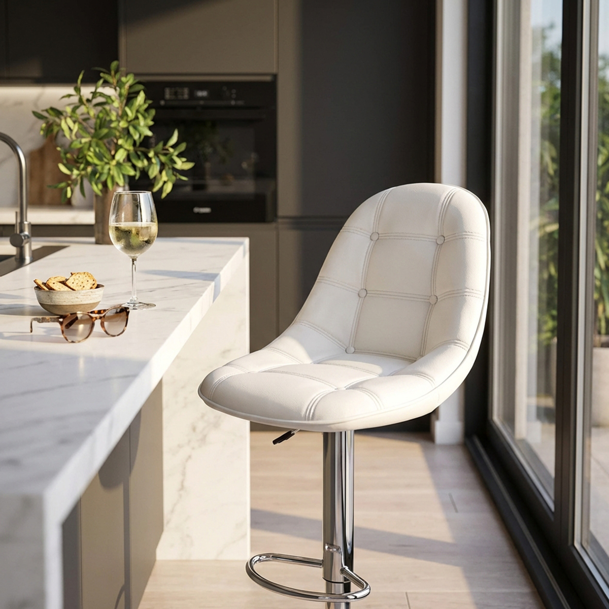 Flynn Adjustable Swivel Bar Stool in Ecopelle Cosma — 3