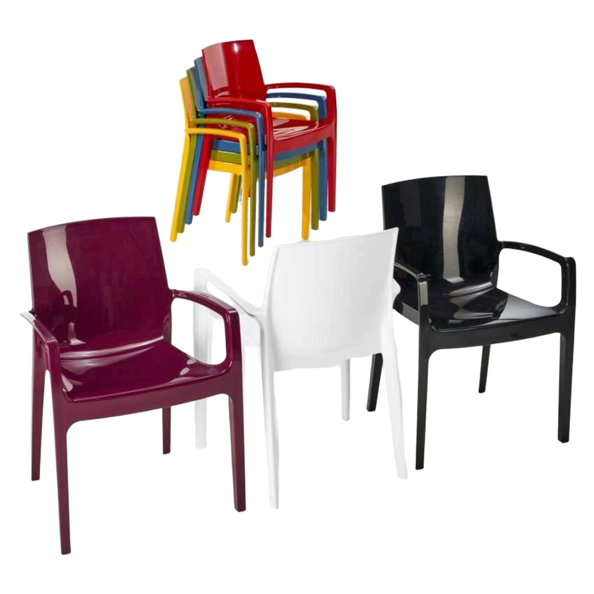 Stackable polypropylene chair with armrests Cream Grand Soleil — 4