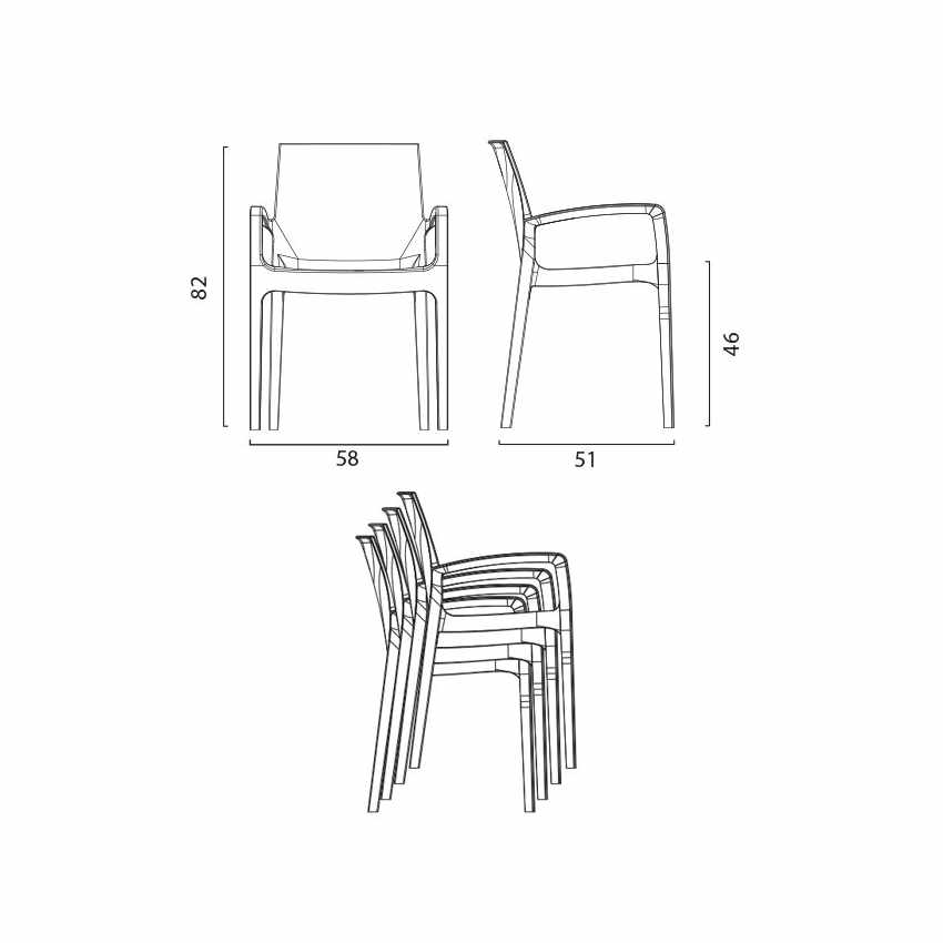 Stackable polypropylene chair with armrests Cream Grand Soleil — 5
