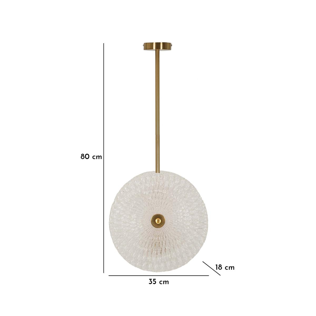 Pendant light in gold metal with decorated glass shades Glass — 8