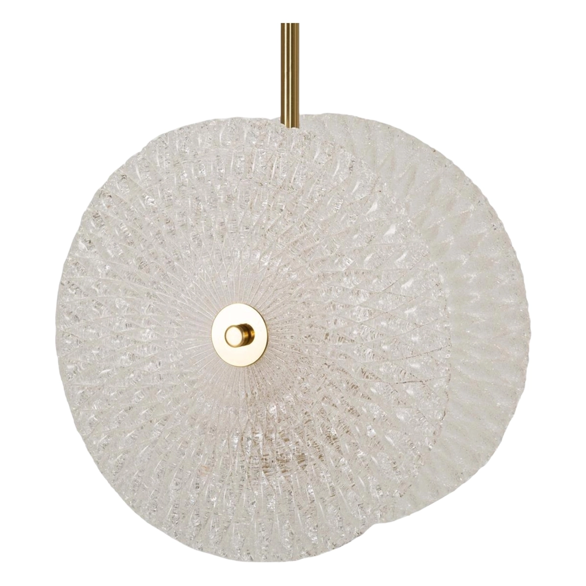 Pendant light in gold metal with decorated glass shades Glass — 6
