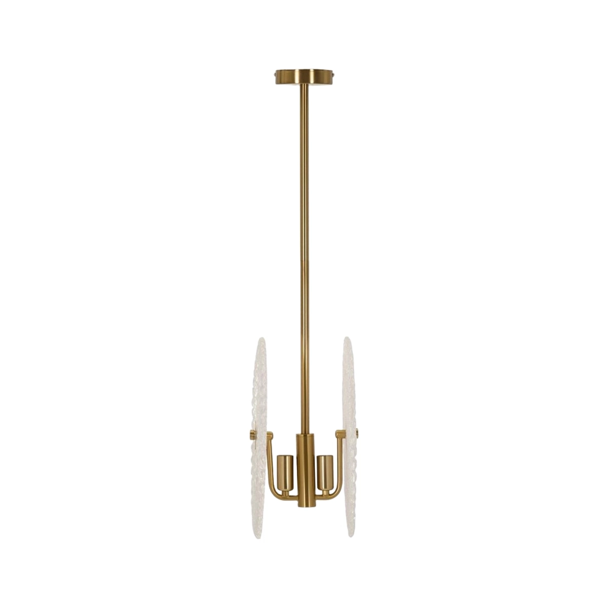 Pendant light in gold metal with decorated glass shades Glass — 4
