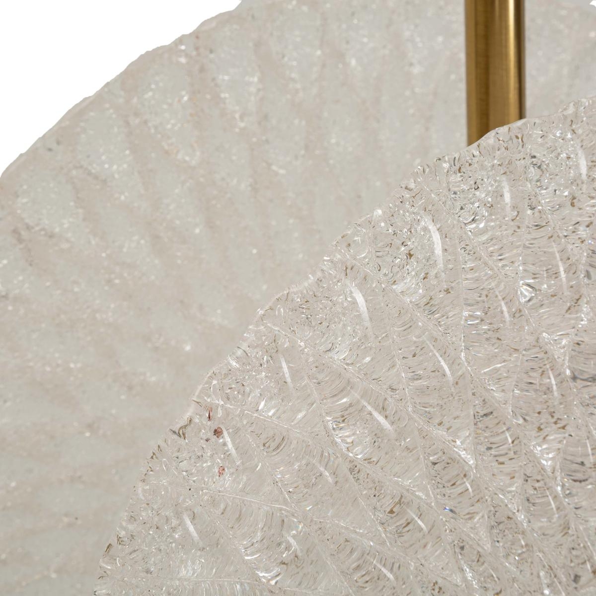 Pendant light in gold metal with decorated glass shades Glass — 3