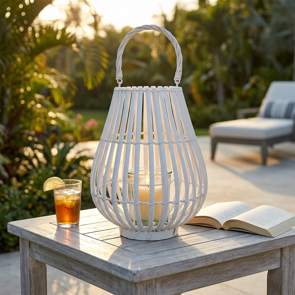 Adeline Wicker and Glass Decorative Table Lantern — 3