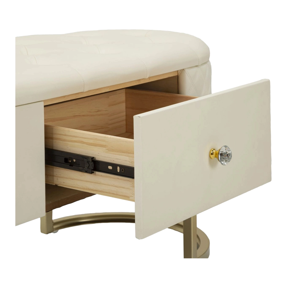 Sharon Upholstered Bedroom End of Bed Bench with Drawers — 8