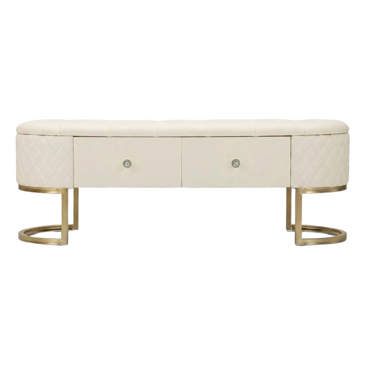 Sharon Upholstered Bedroom End of Bed Bench with Drawers — 4