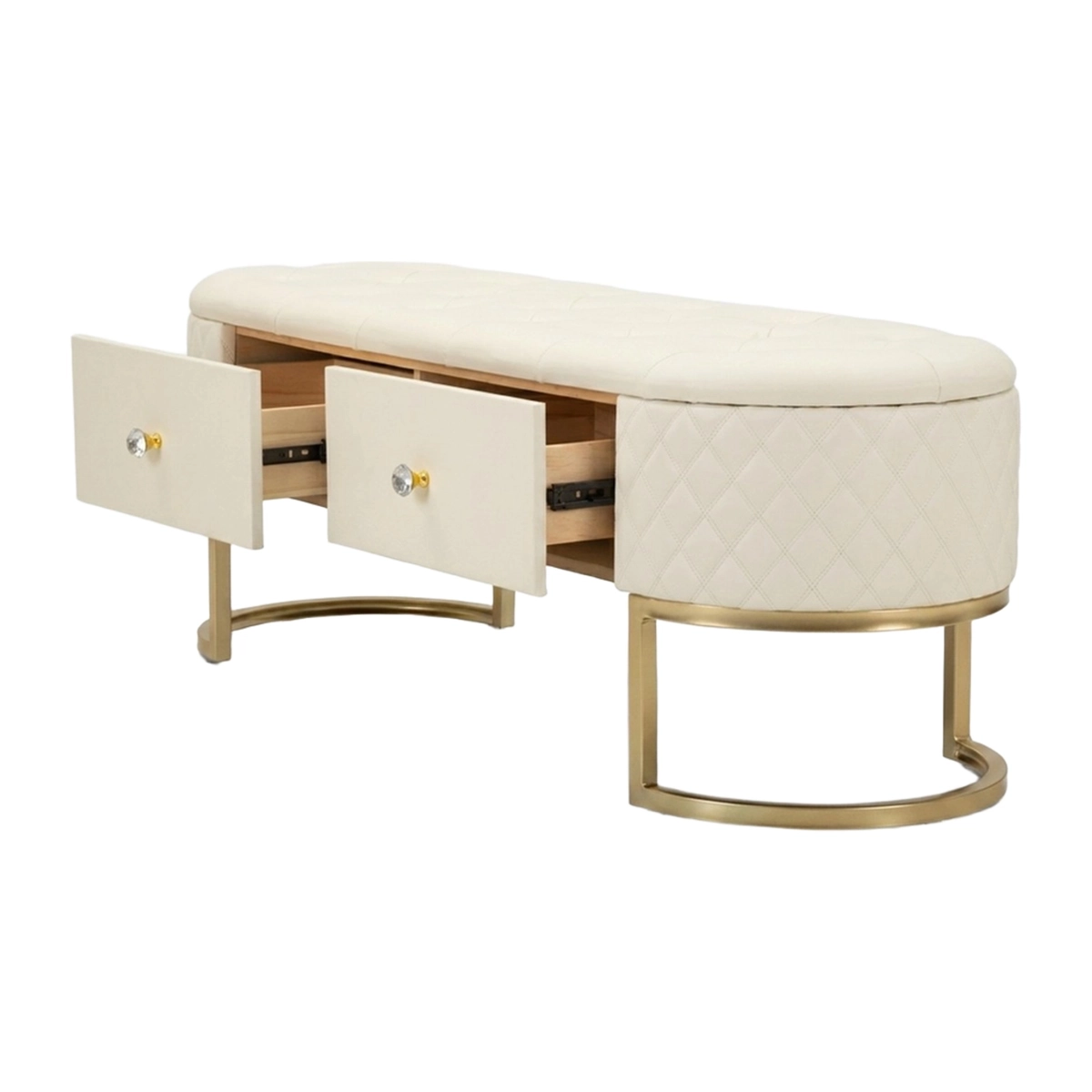 Sharon Upholstered Bedroom End of Bed Bench with Drawers — 5