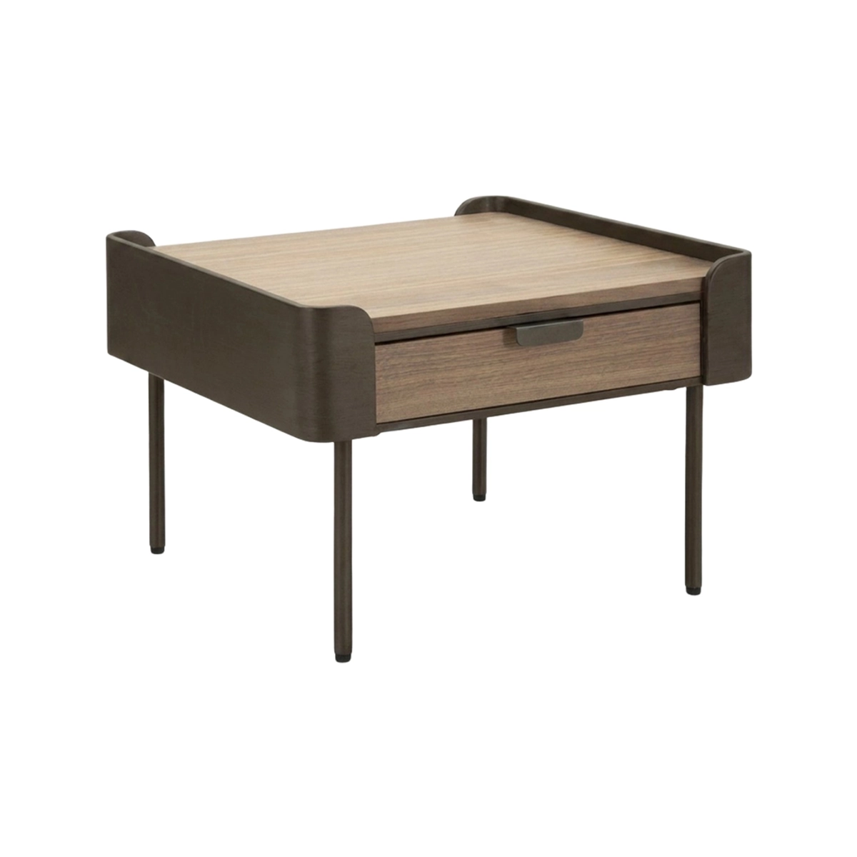 Toronto Square Coffee Table with 2 Drawers in Wood and Iron — 1