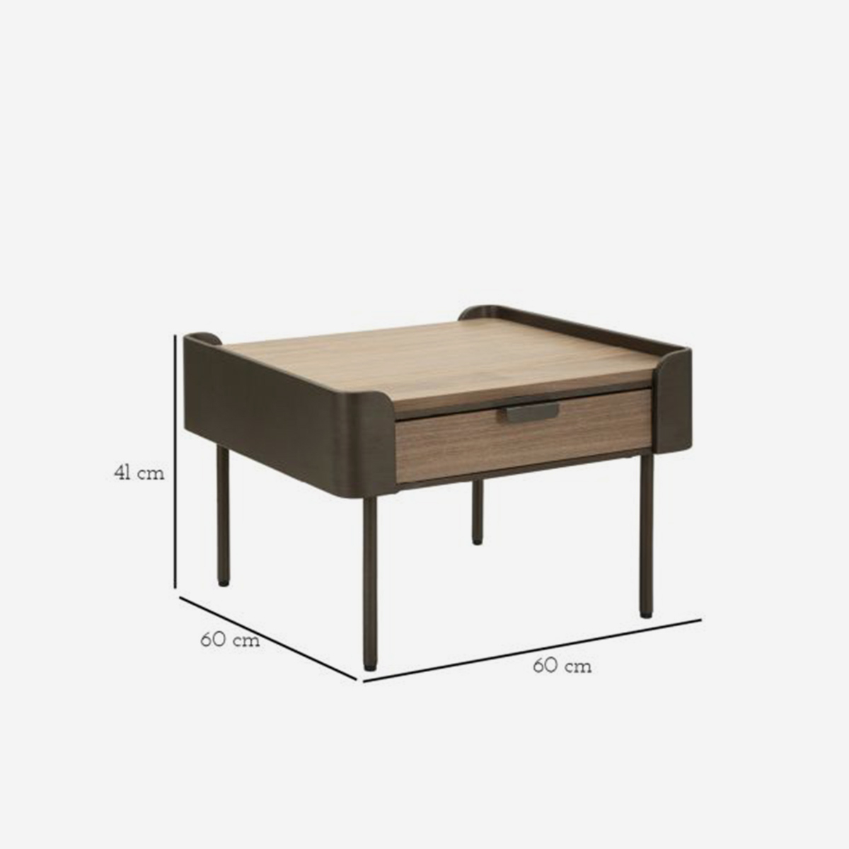 Toronto Square Coffee Table with 2 Drawers in Wood and Iron — 3