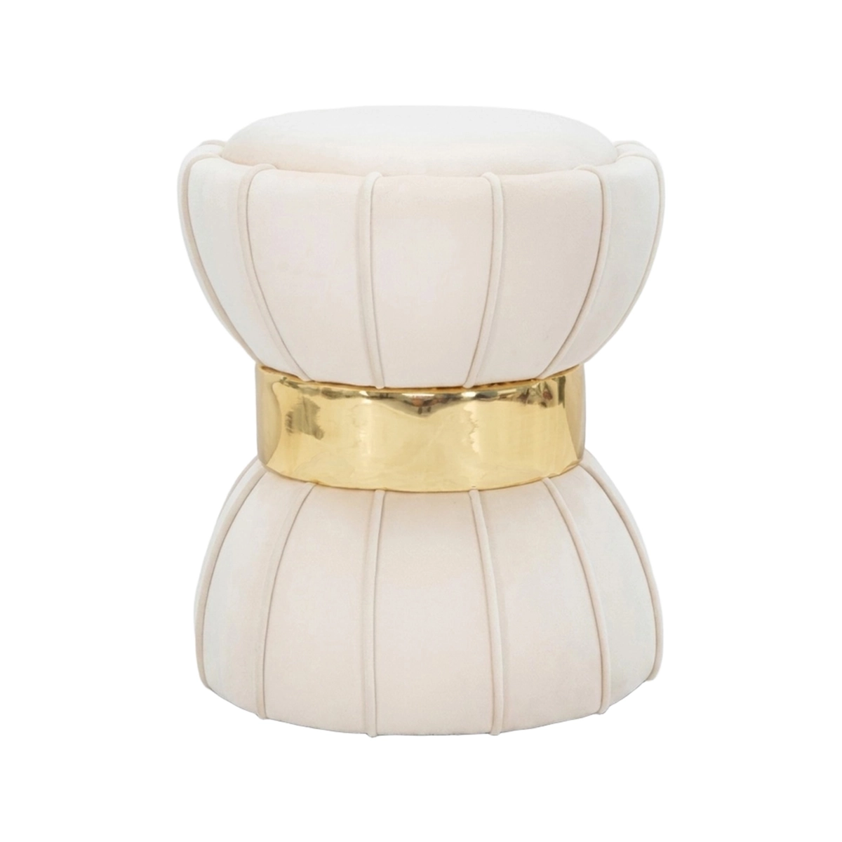 Flower round padded stool in faux velvet — 1
