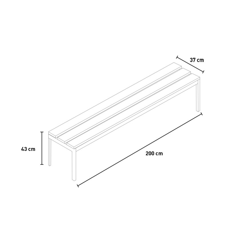 Sit L 6-Seater Changing Room Bench Wood and Steel 200x37x43cm — 6