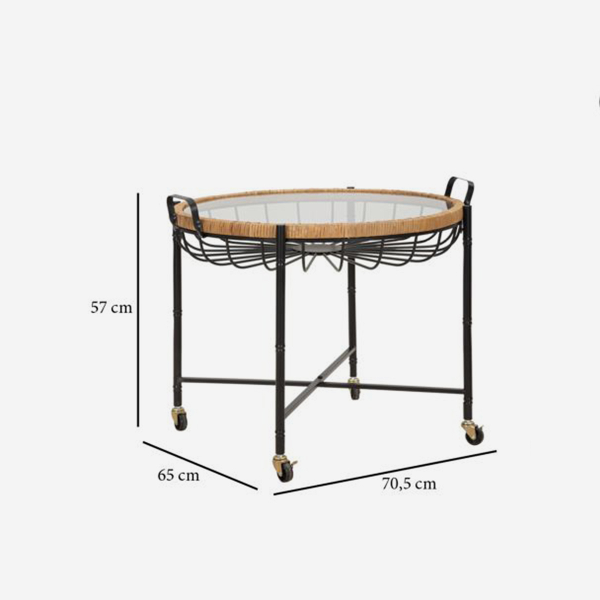 Cebu Round Coffee Table with Glass Top and Castor Wheels — 3