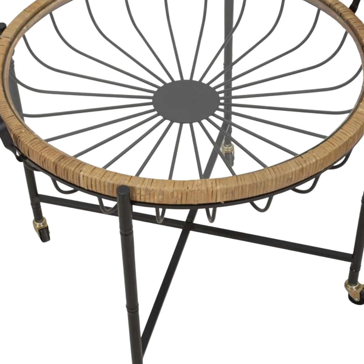 Cebu Round Coffee Table with Glass Top and Castor Wheels — 5