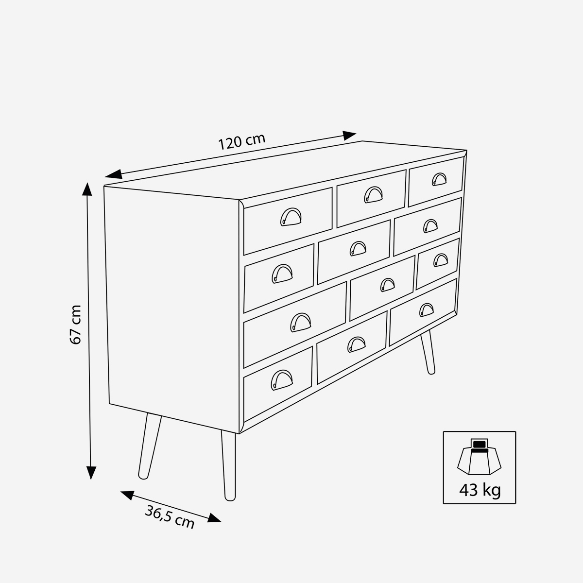 Modern 12-Drawer Wood and MDF Chest of Drawers Jasper — 5