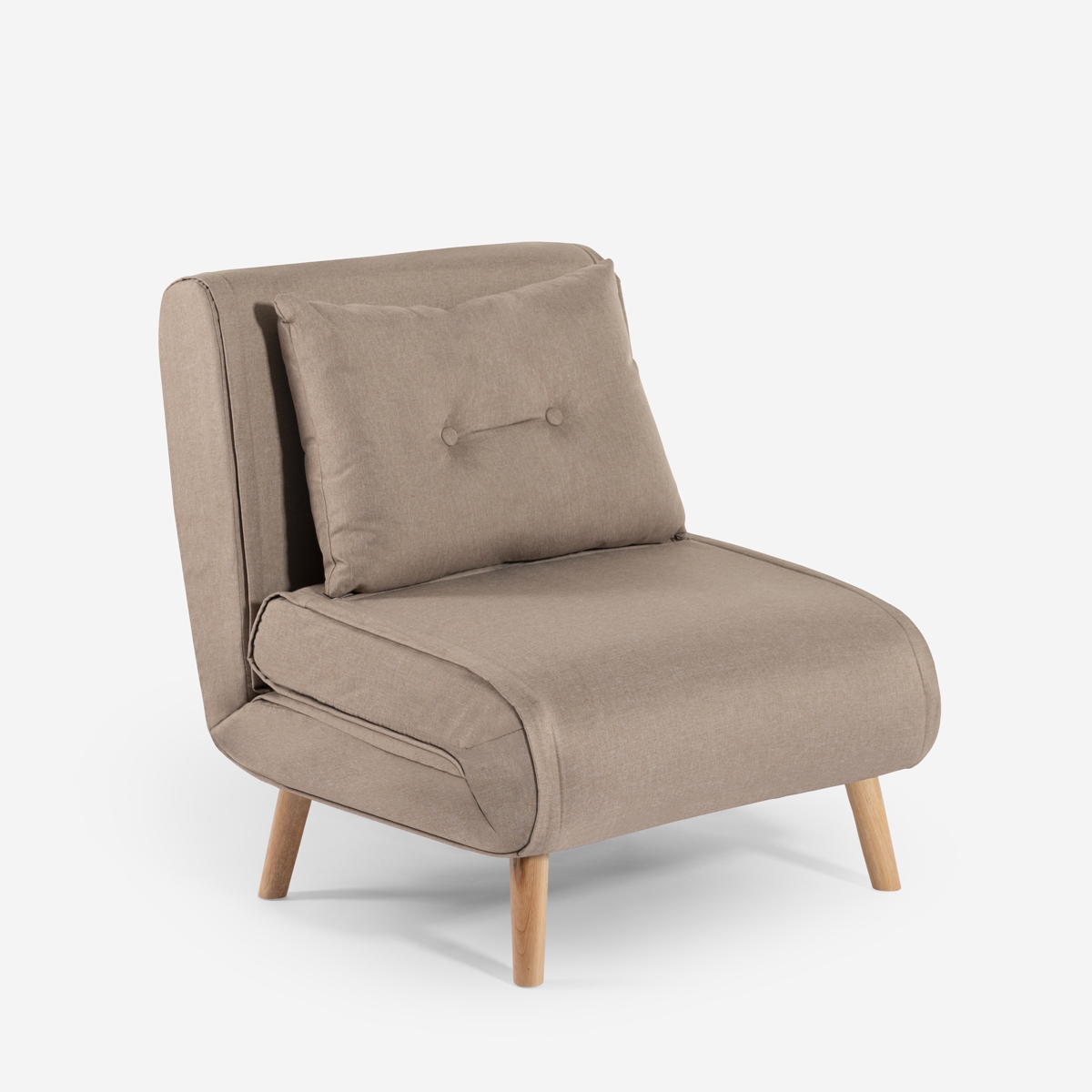Single Fabric Armchair Bed with Wooden Legs Miriam Modus Sofà — 1