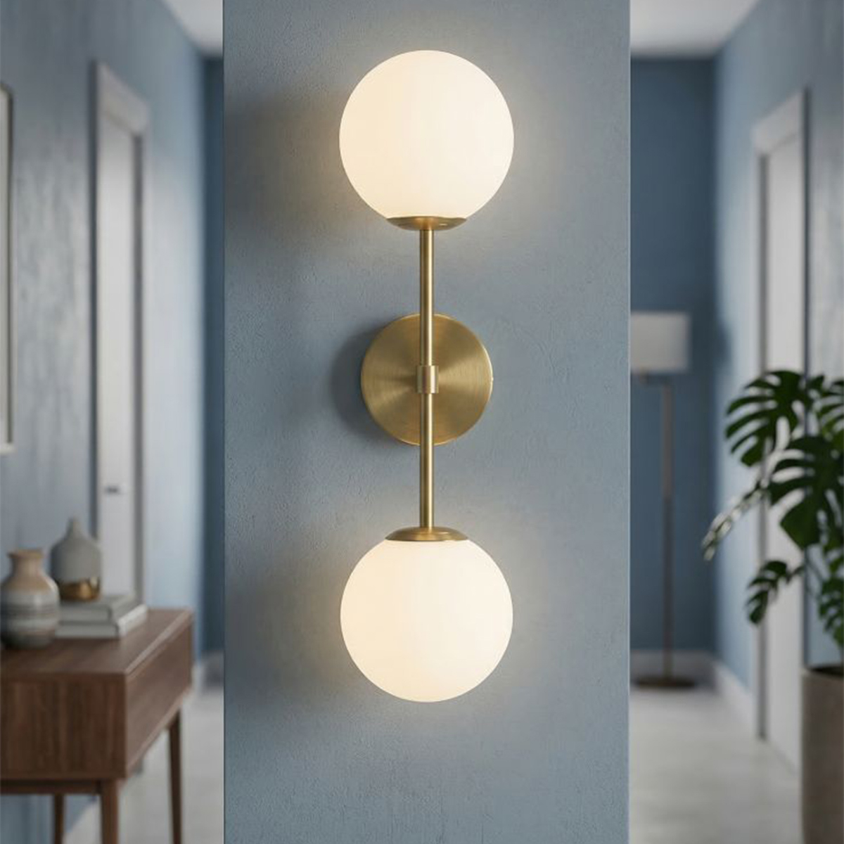 Mauro Ferretti Glamy Double 2-Light Wall Sconce in Metal and Vetro — 2