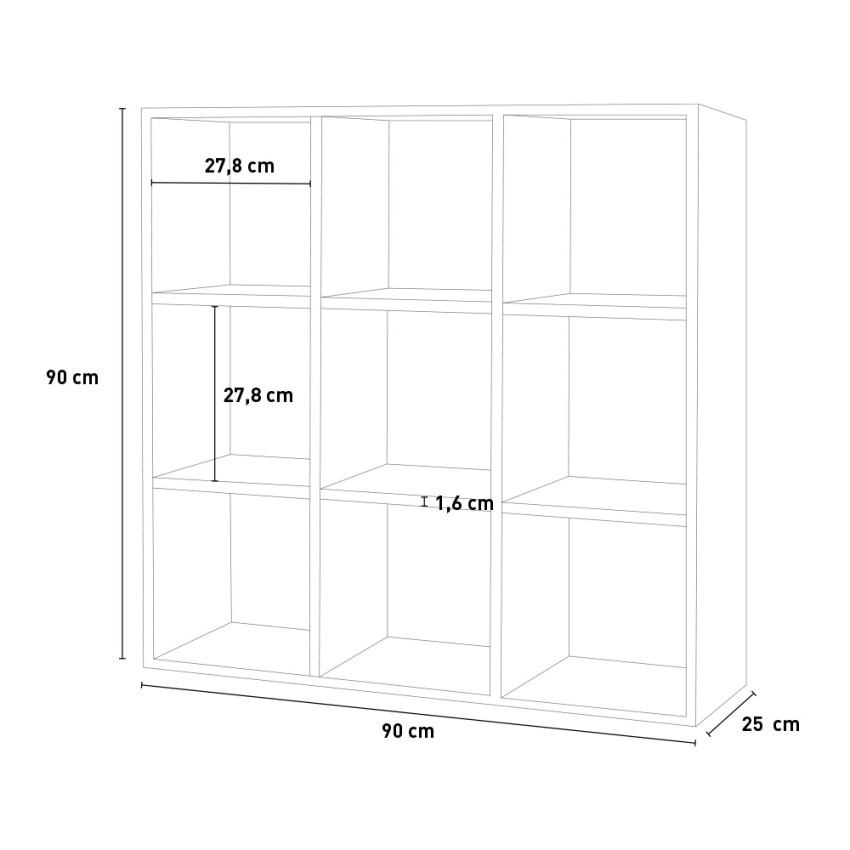 Modern 9-Compartment Wooden Wall Bookcase 90x25x90cm Roderik L — 6