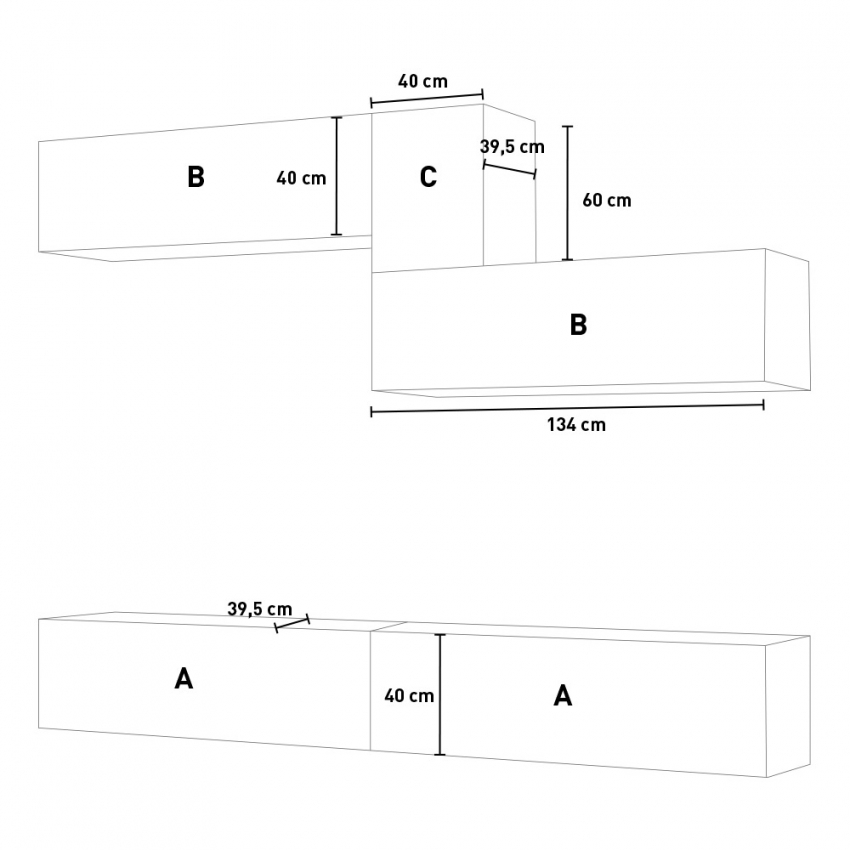 Wall Unit Modern Floating TV Stand Wood Ash White Walnut Isoka A04 Itamoby — 6