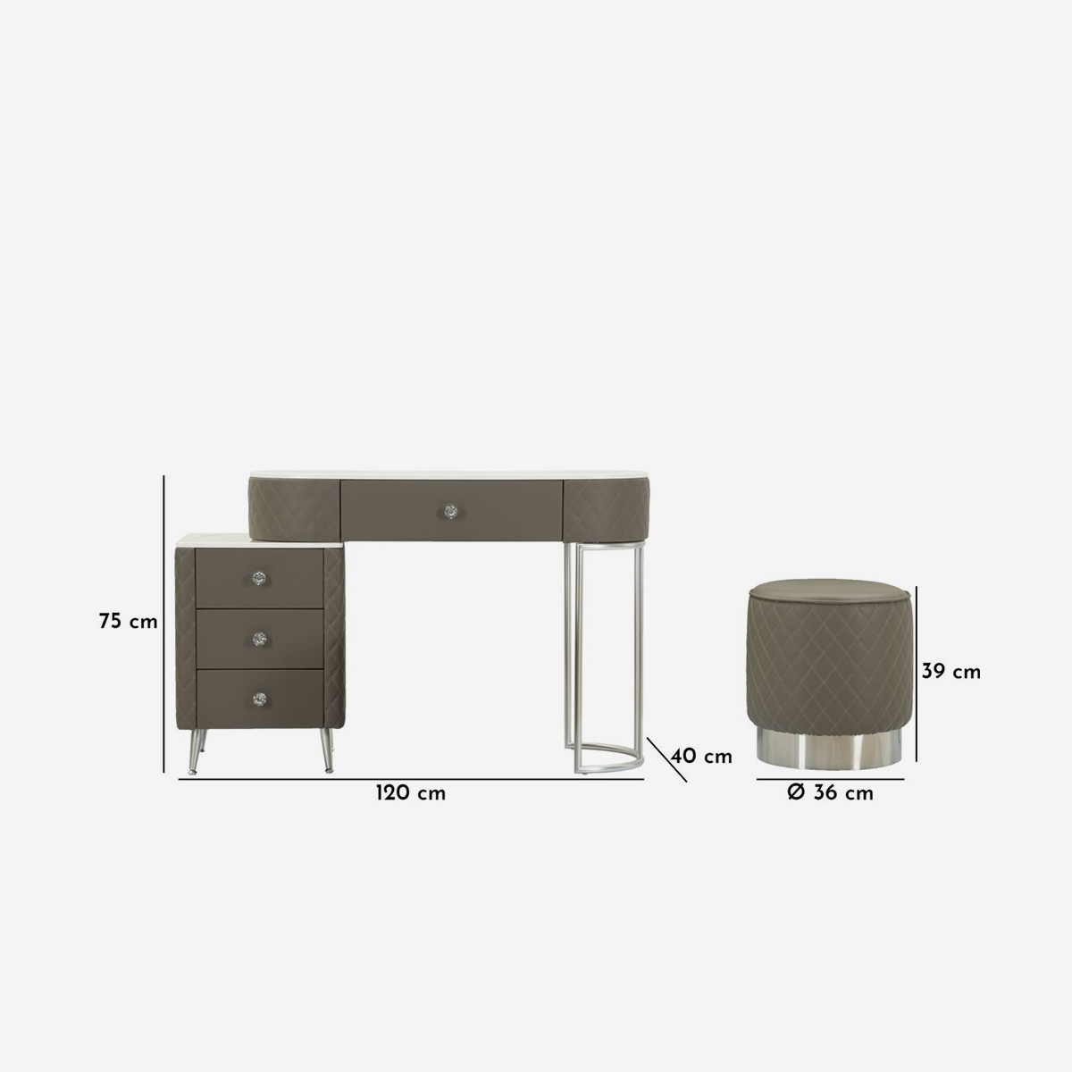 Dressing table with matching stool and 4 drawers Sharon Silver — 3
