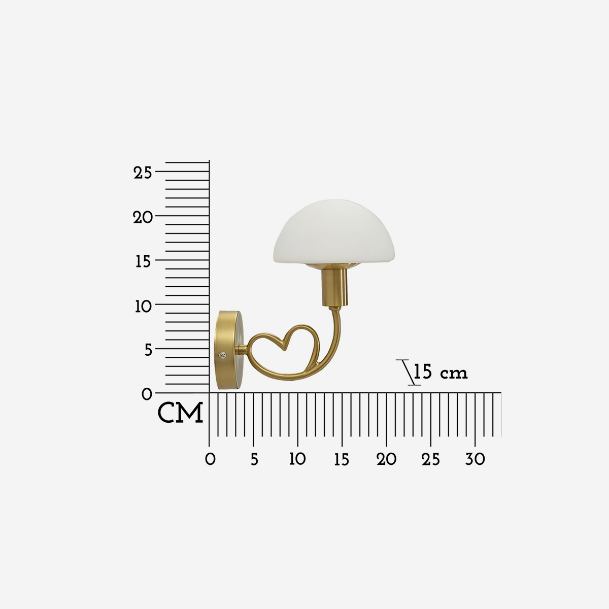 Lovy Wall Lamp in Iron and Frosted Glass with Heart Detail — 6