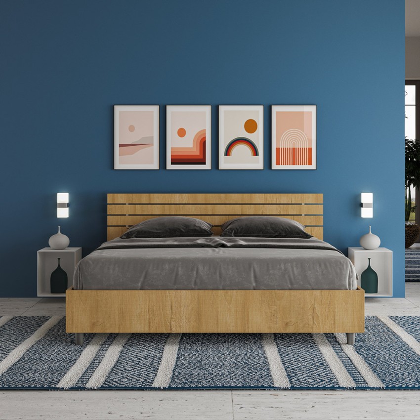 Modern Double Bed with Storage 160x190 Wooden Ankel Nod Oak — 4