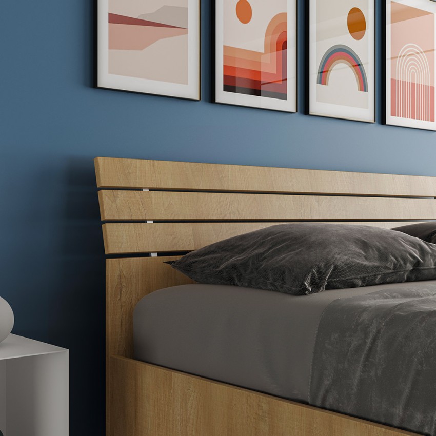 Modern Double Bed with Storage 160x190 Wooden Ankel Nod Oak — 3