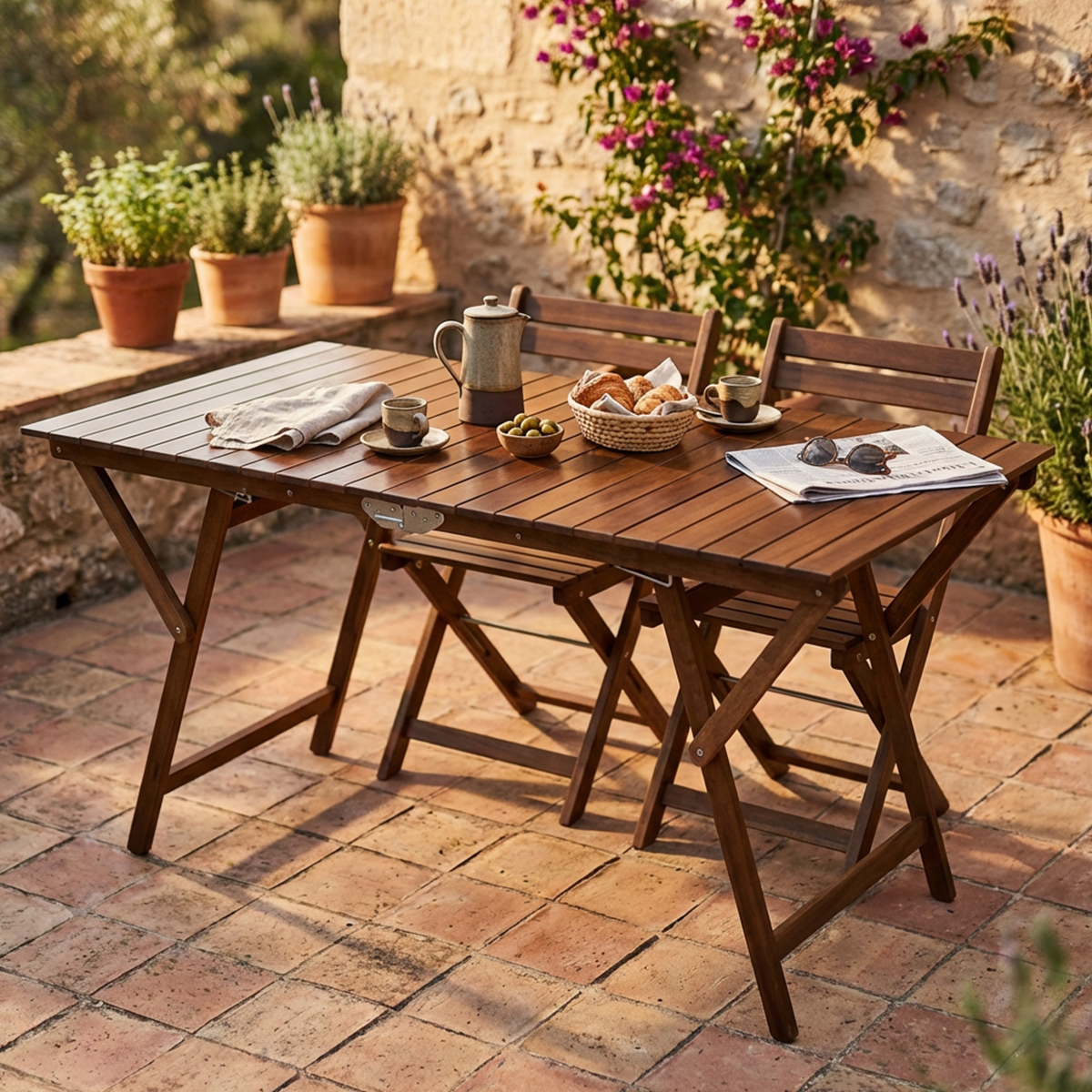 Cosma Fixed Beech Wood Garden Table 70x140 cm — 3