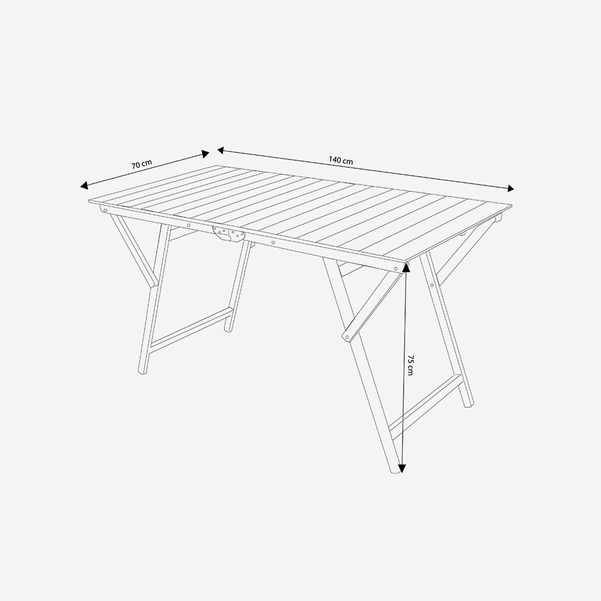 Cosma Fixed Beech Wood Garden Table 70x140 cm — 4