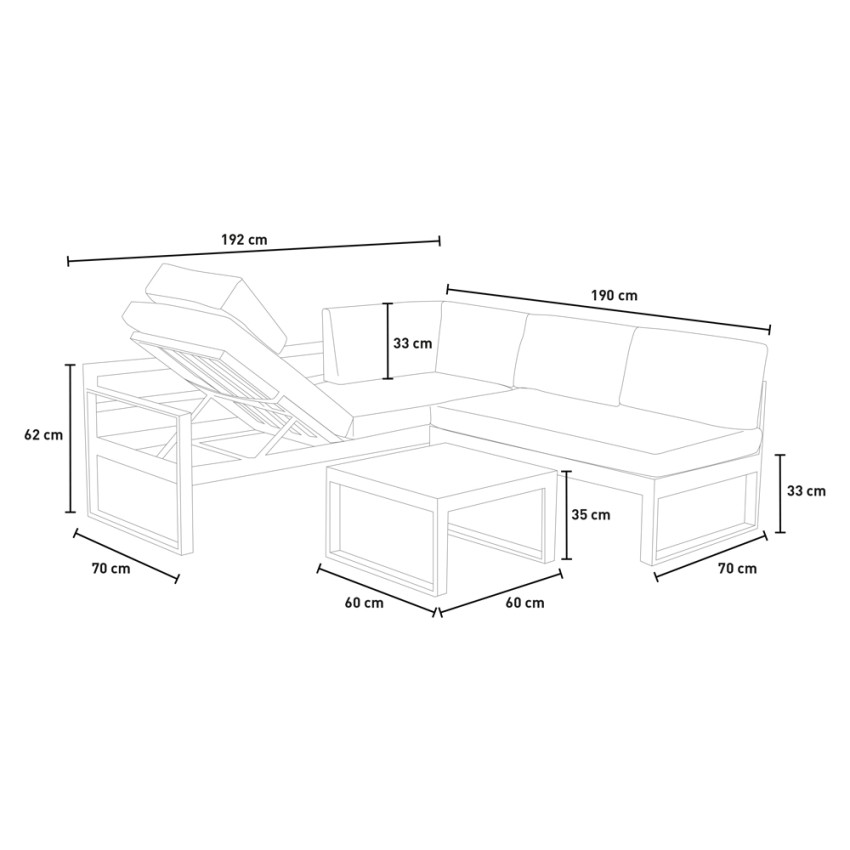 Jamila Modus Sofà Corner Garden Lounge Set with Coffee Table — 6