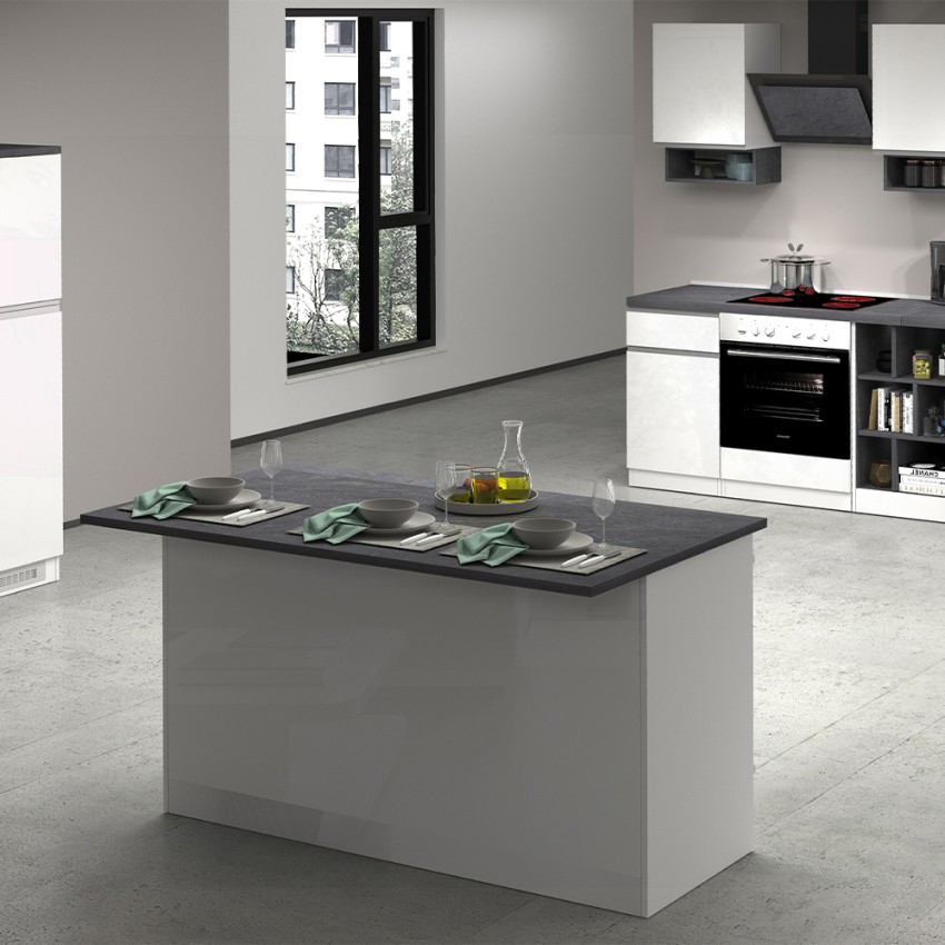 Deaton Modern Kitchen Island with Dining Table 3 Doors 155x90x90cm — 2