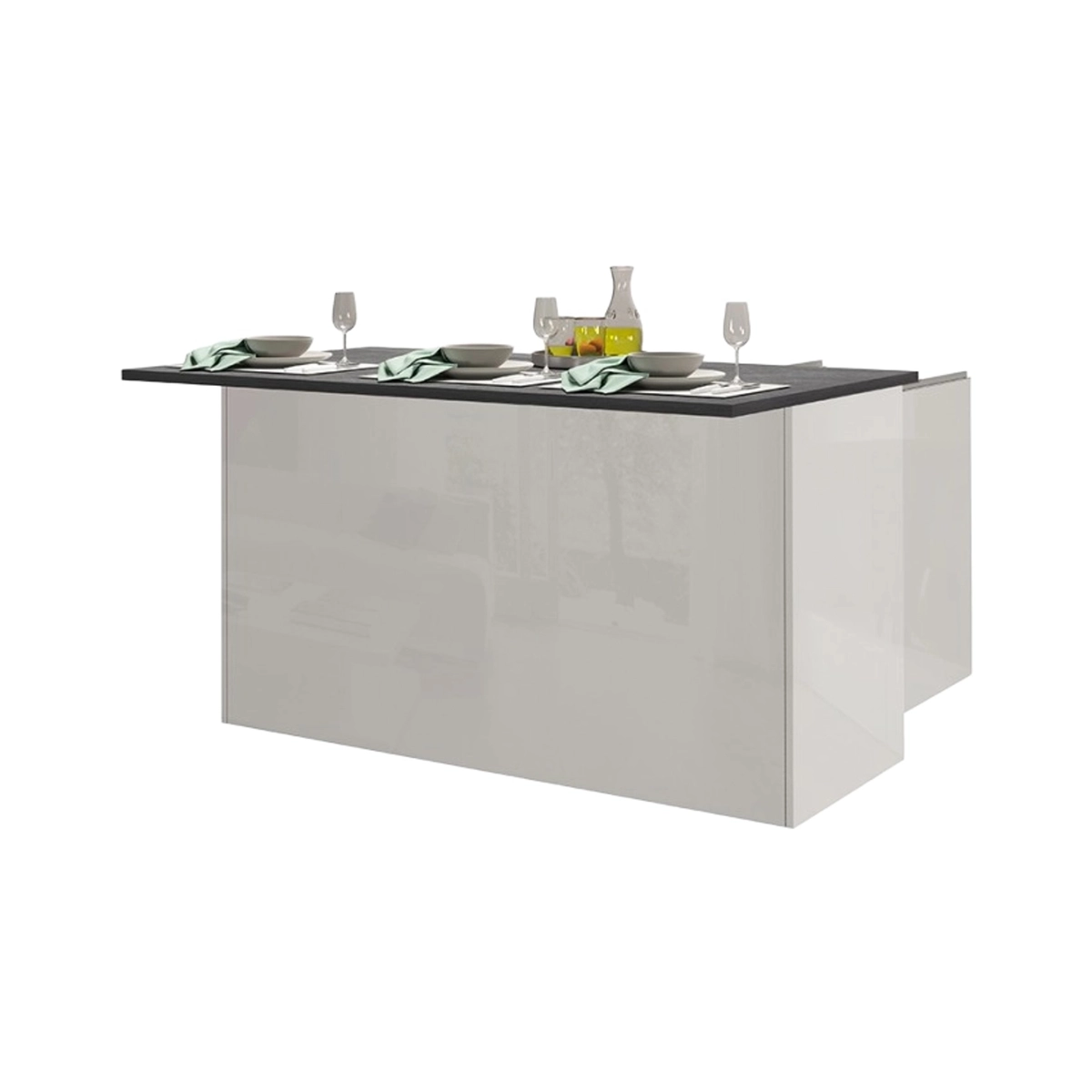 Deaton Modern Kitchen Island with Dining Table 3 Doors 155x90x90cm — 3