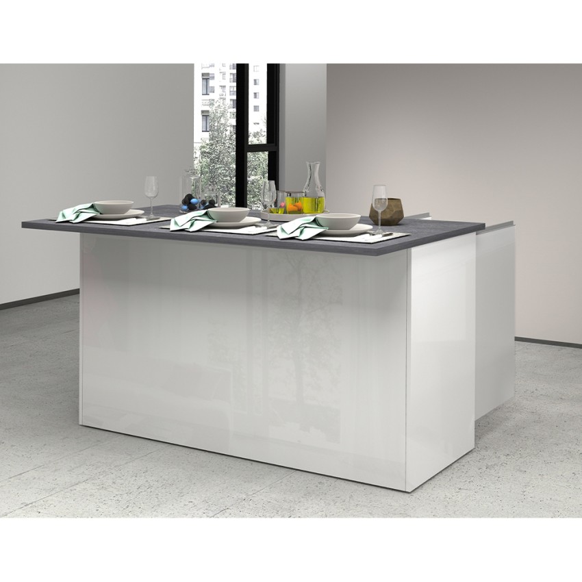 Deaton Modern Kitchen Island with Dining Table 3 Doors 155x90x90cm — 9