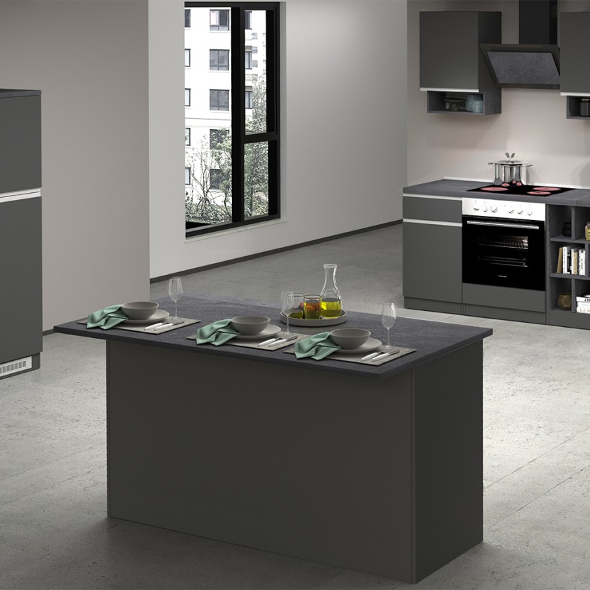 Deaton Modern Kitchen Island with Dining Table 3 Doors 155x90x90cm — 2