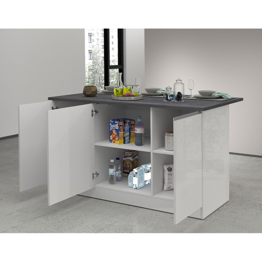 Deaton Modern Kitchen Island with Dining Table 3 Doors 155x90x90cm — 8