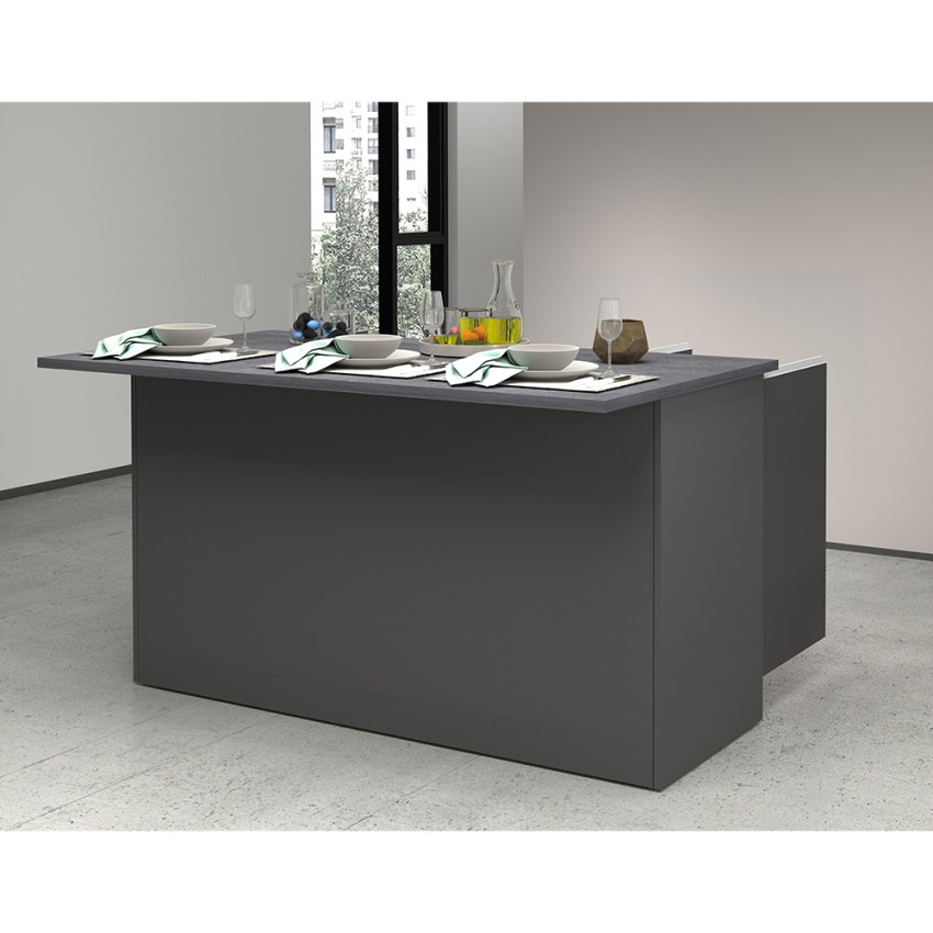 Deaton Modern Kitchen Island with Dining Table 3 Doors 155x90x90cm — 9