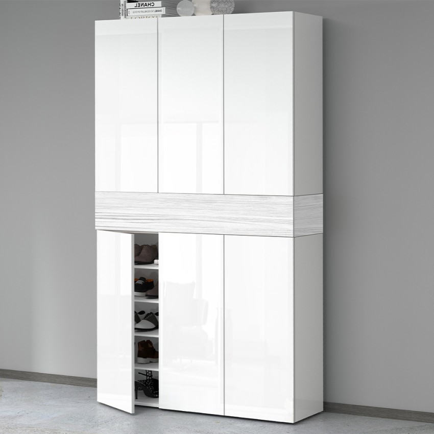 Modern 6-Door Shoe Cabinet 10 Shelves 114x34x200cm Dettey — 7